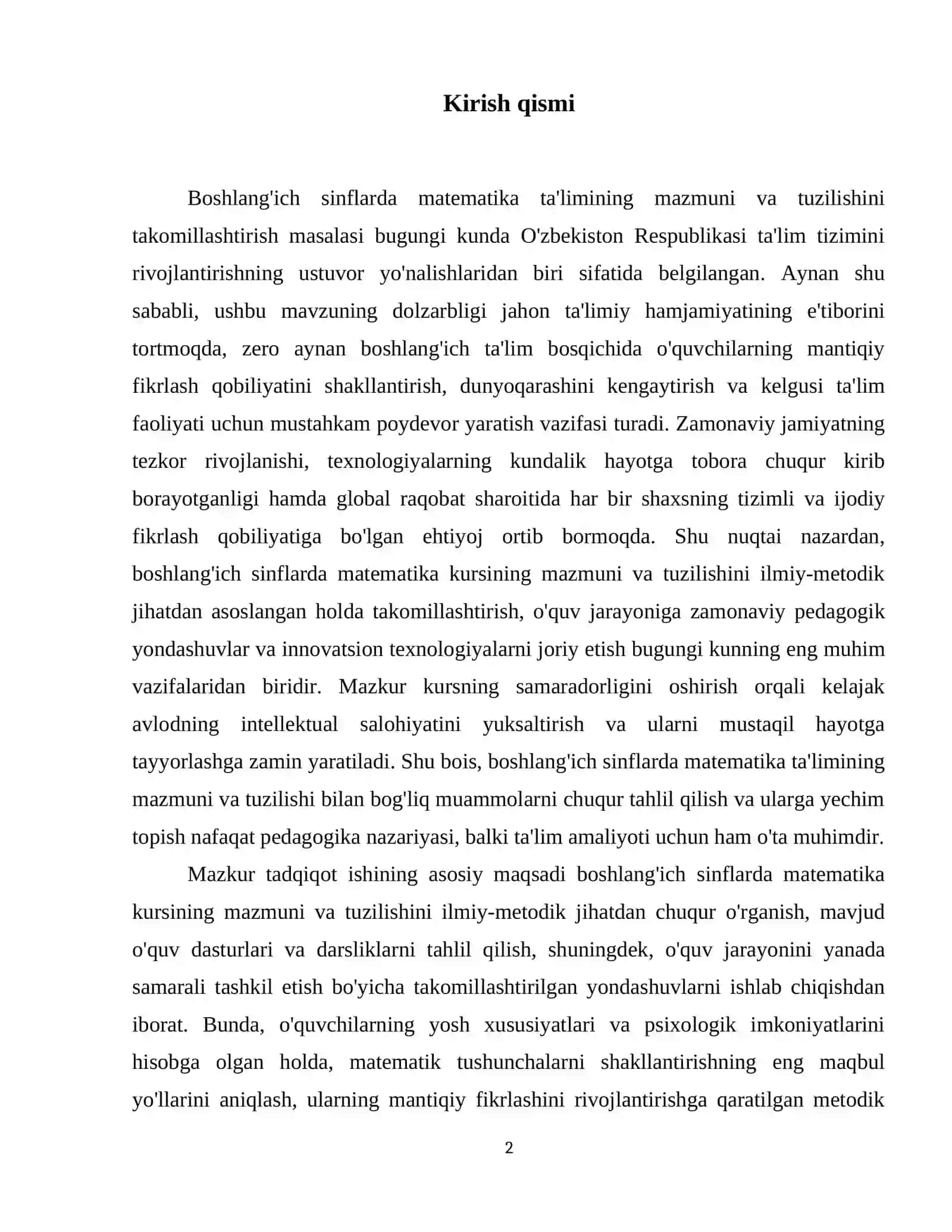 Boshlang'ich sinflarda matematika kursining mazmuni va tuzilishi 3