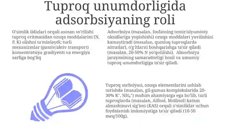 Adsorbsiya va adsorbsiya jarayonini tuproqda va ósimlikdagi ahamiyati 3