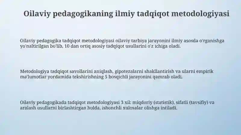 Oila pedagogikasining ilmiy tadqiqot metodlari va ularning mazmuni 3