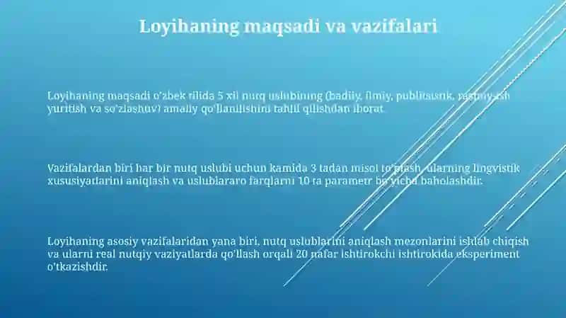 Nutq uslublari haqida amaliy loyiha 3