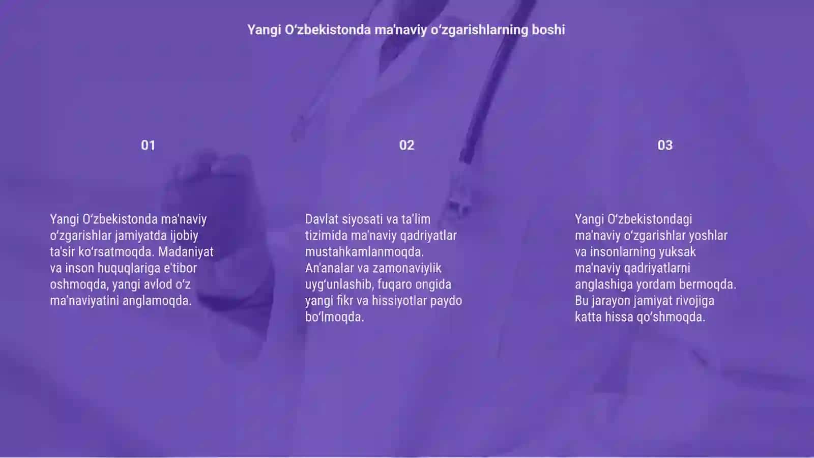 Yangi O‘zbekistonda amalga oshirilayotgan ma'naviy o‘zgarishlar 3