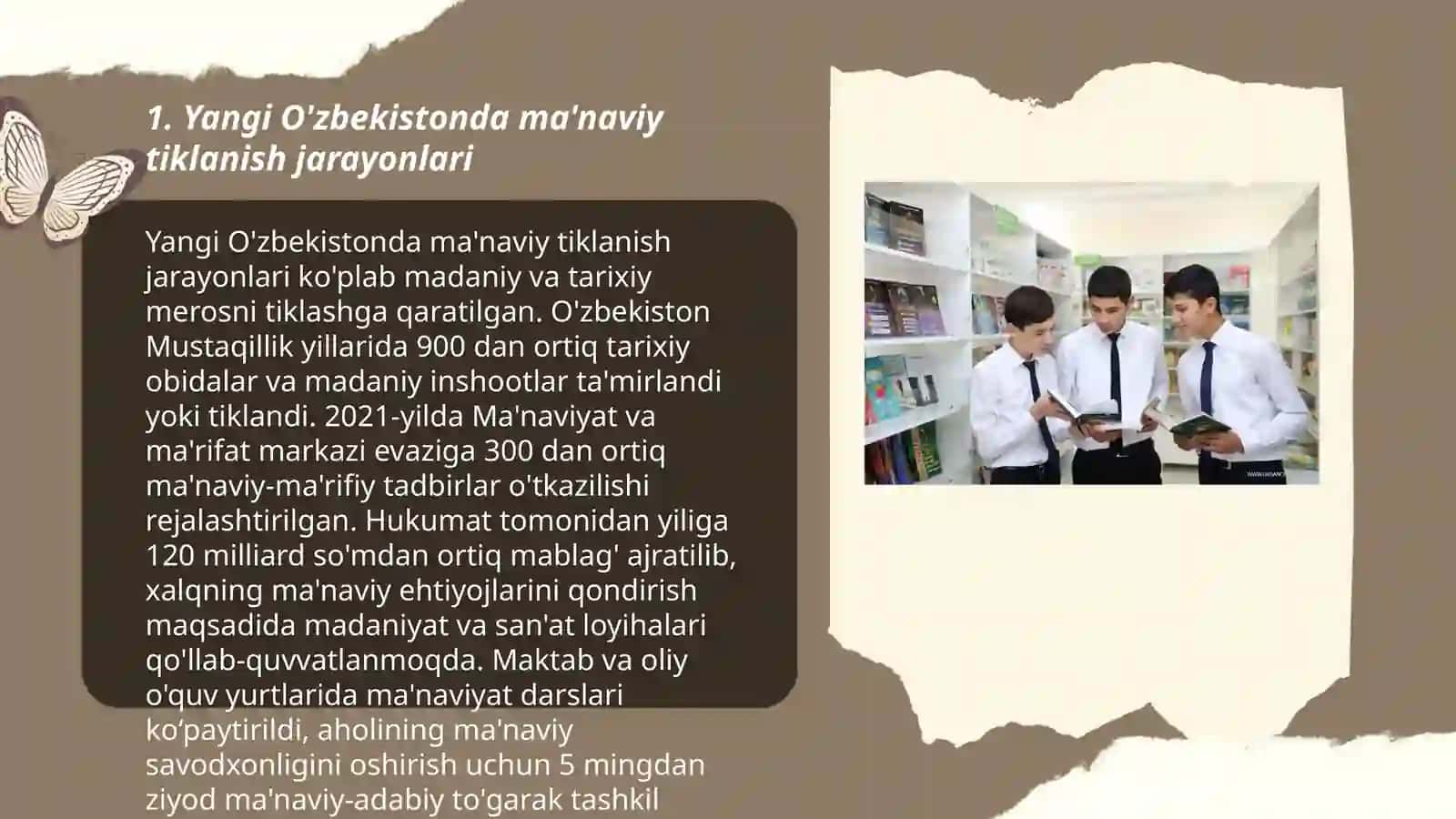 Yangi O’zbekistonbda amalga oshirilayotgan ma’naviy o’zgarishlar 3