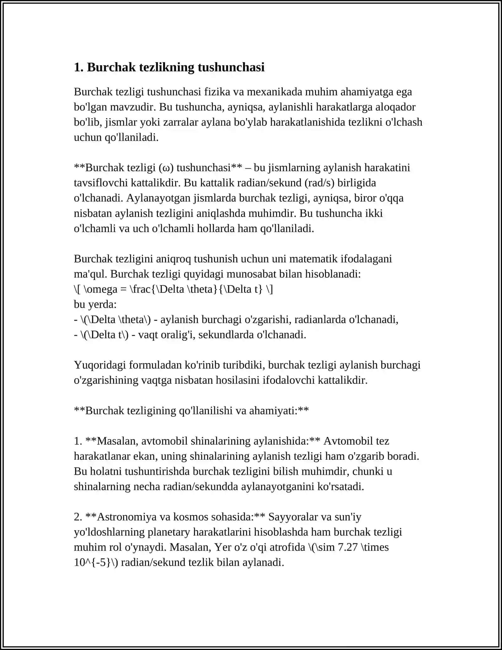 BURCHAK TEZLIK VA TEZLANISH 3