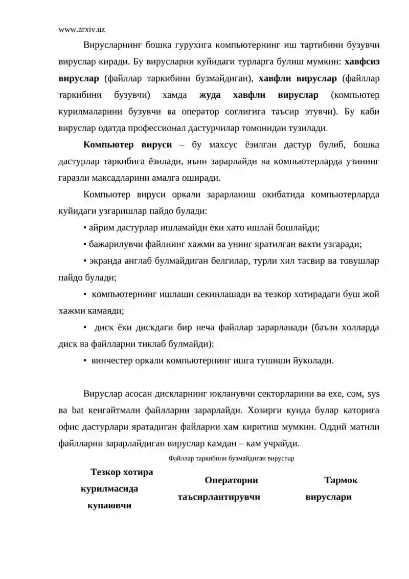 Вирус ва антивируслар таснифи 3
