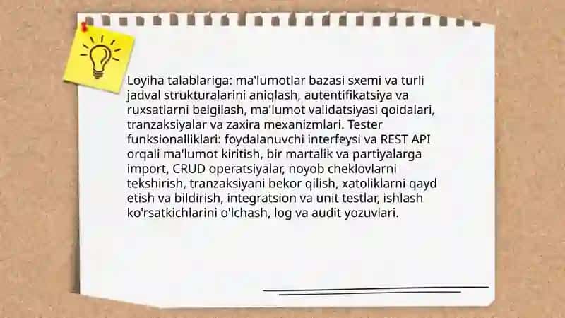 Ma'lumotlar bazasi bilan bog'langan holda tester yaratish 3