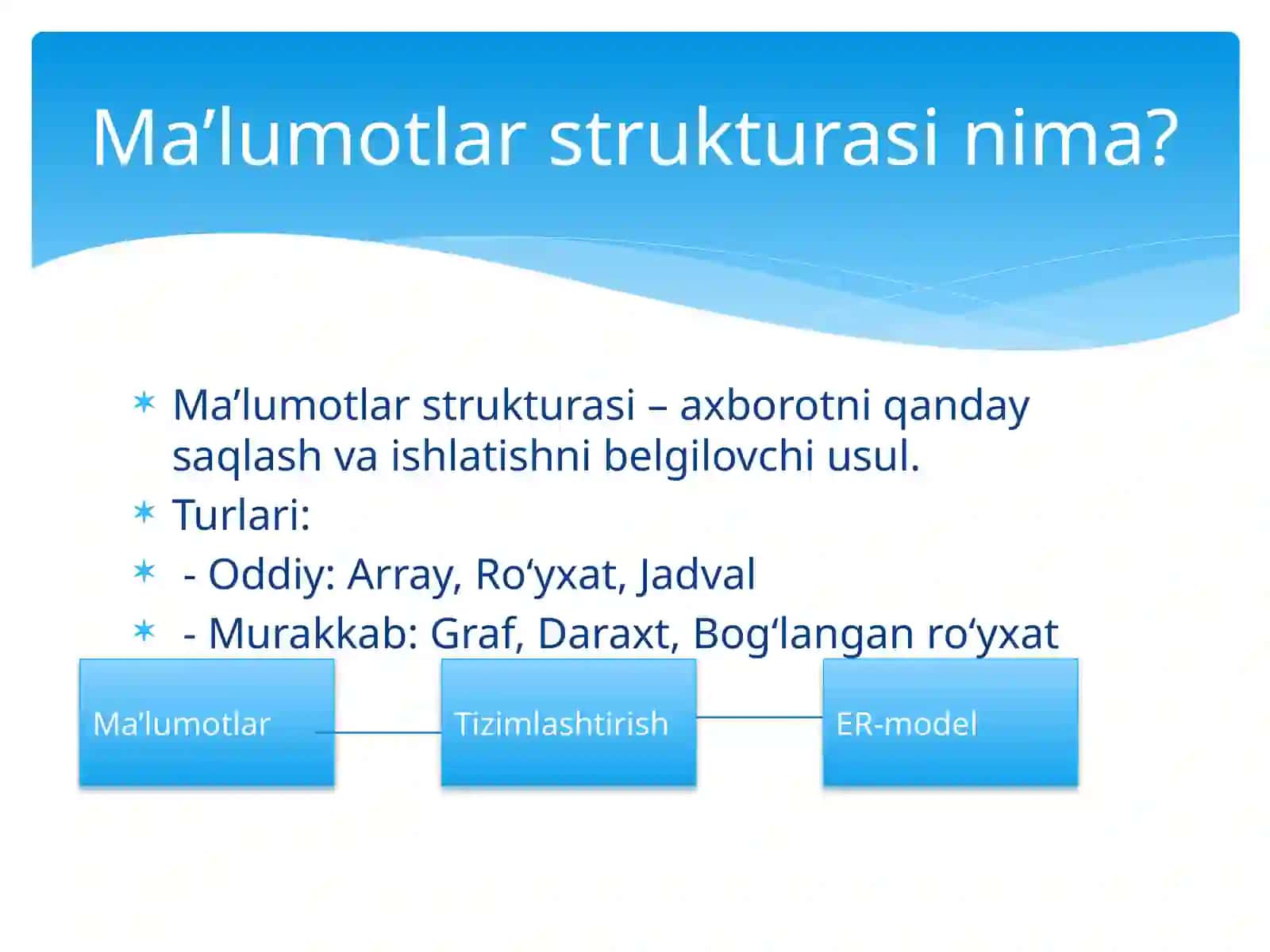 Ma’lumotlar strukturasini loyihalash (ER-modellashtirish) 3