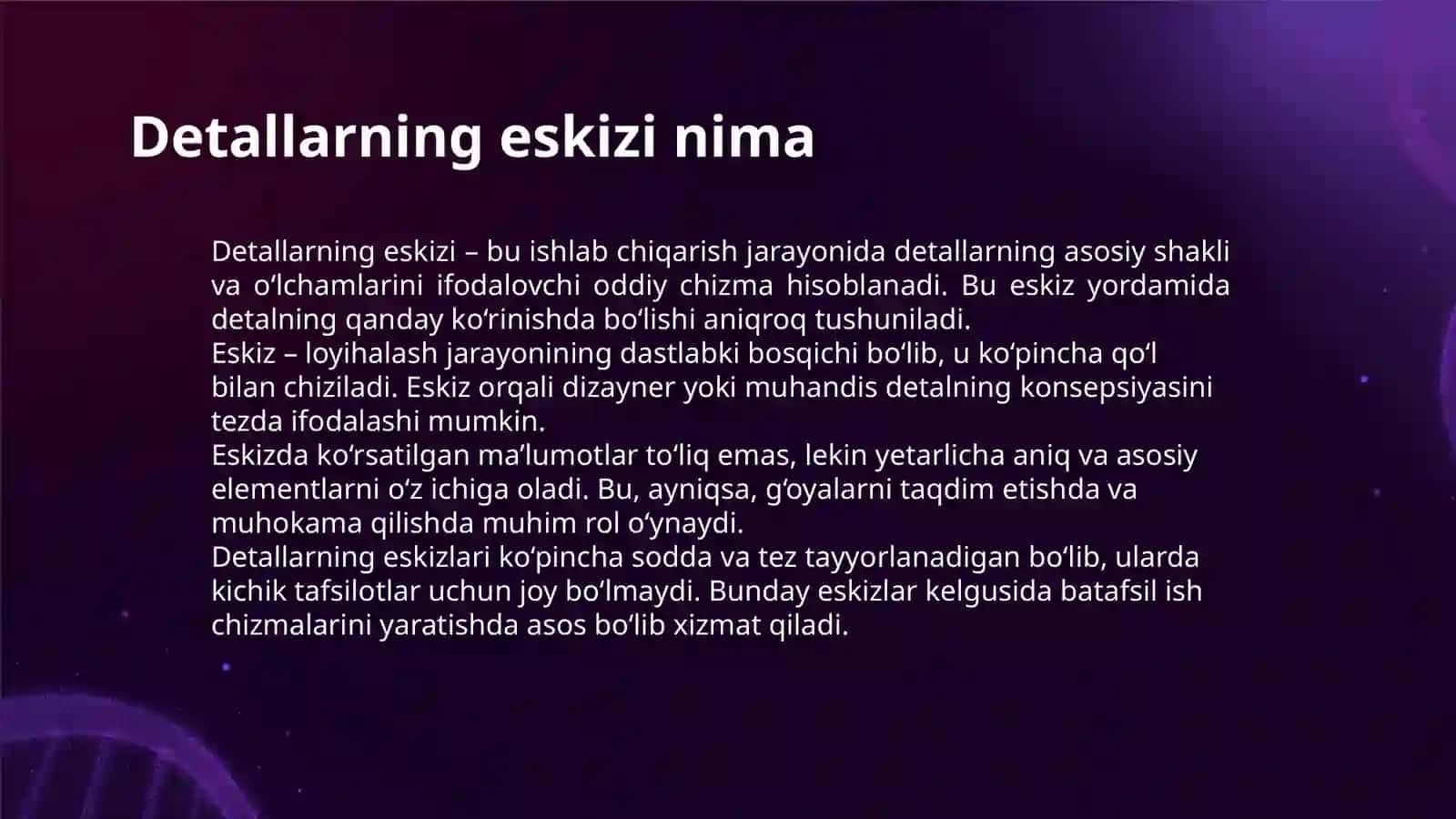 DETALLARNING ESKIZLARINI BAJARISH. DETALLARNING ISH CHIZMALARI 3