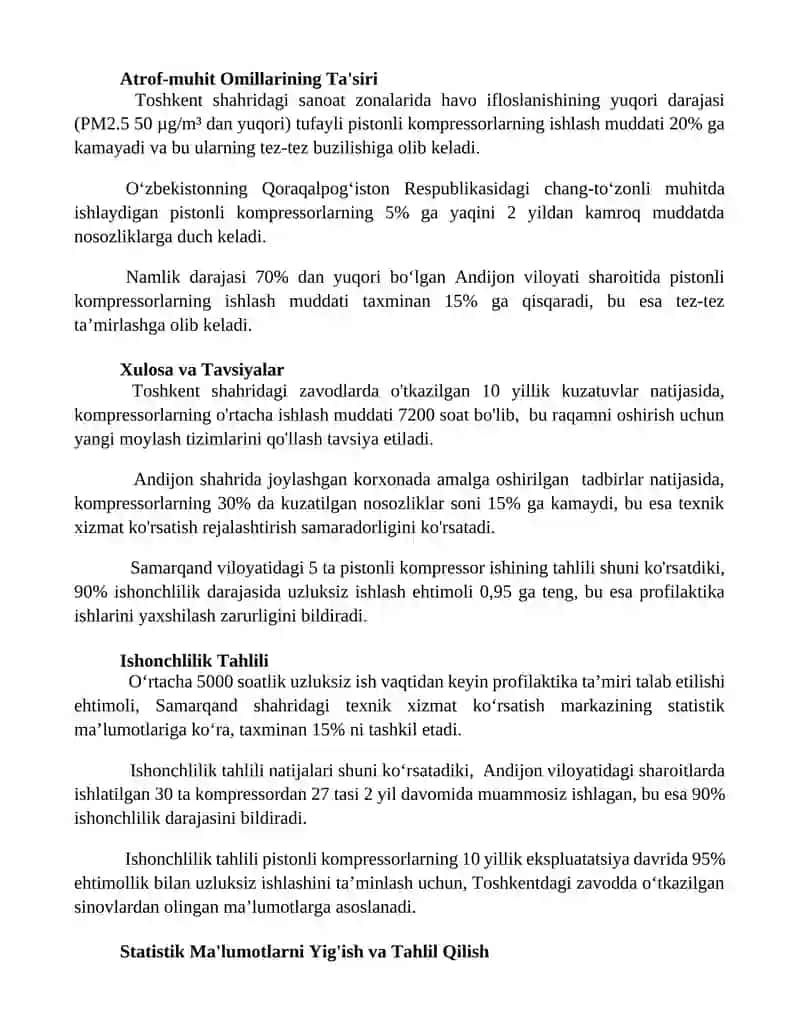 Porshenli kompressorlarni buzilmasdan ishlash extimolini aniqlash 3