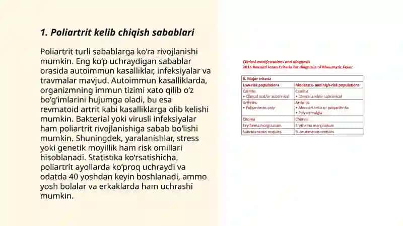 Poliartrit kelib chiqish kasalliklari va davo choralari 3