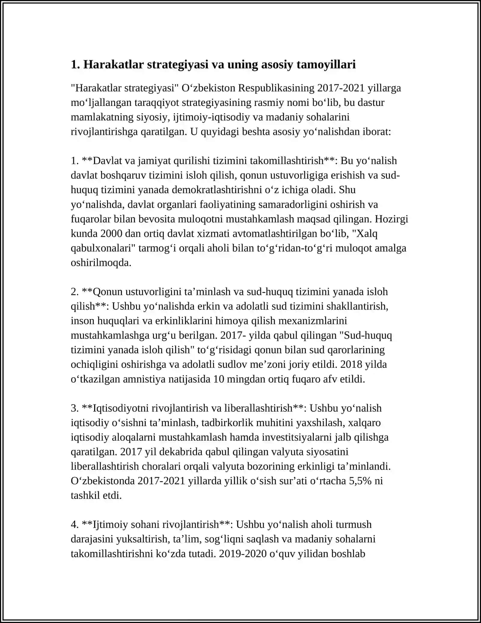 HARAKATLAR STRATEGIYASI TAMOYILLARI HAQIDA 10 TA LISTDAN IBORAT REFERAT 3