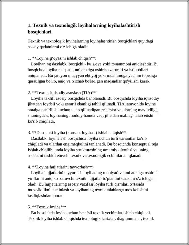 Texnik va Texnologik Loyihalar 3