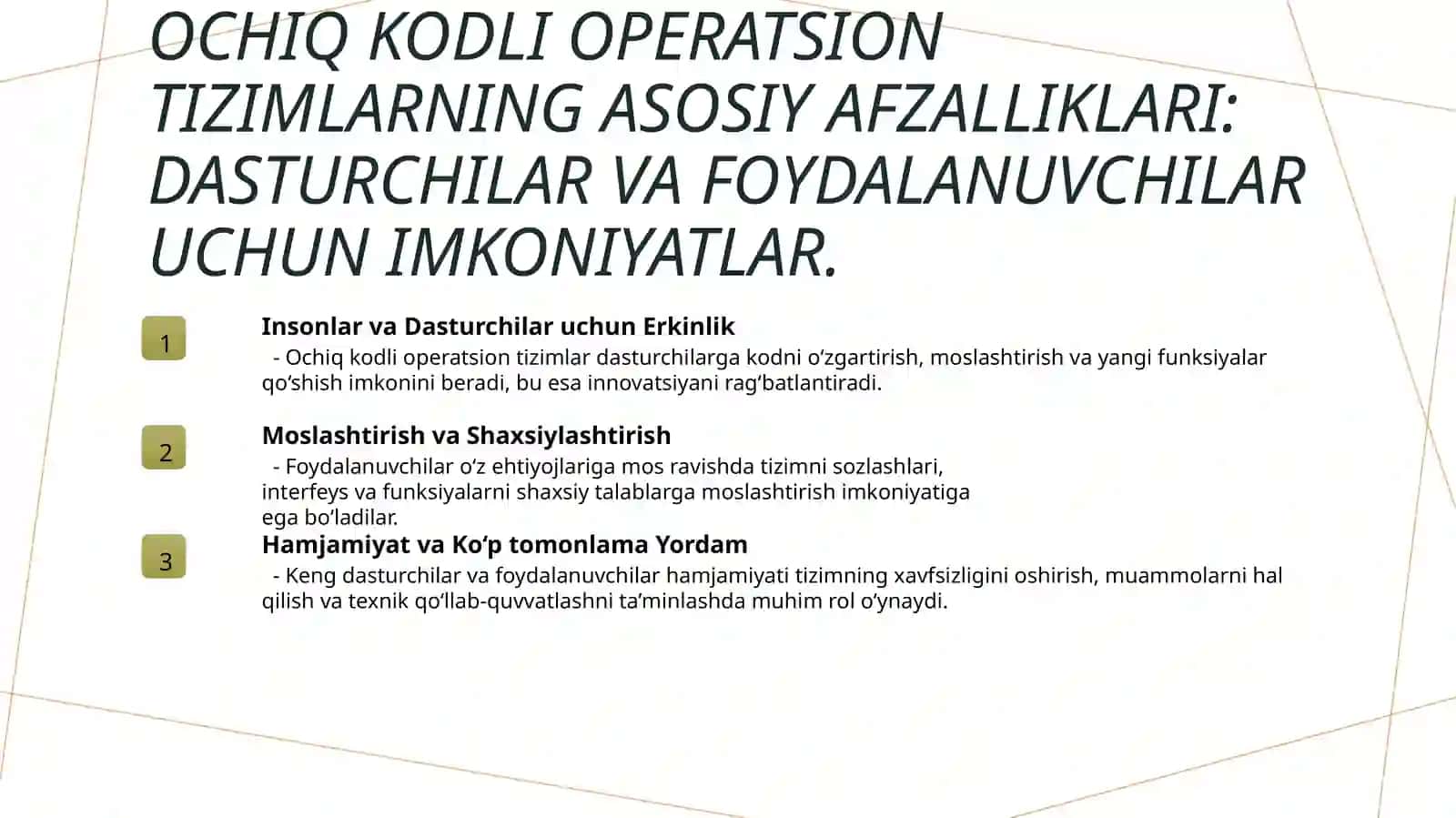 Ochiq kodli operatsion tizimlarning avzalliklari va kamchiliklari 3