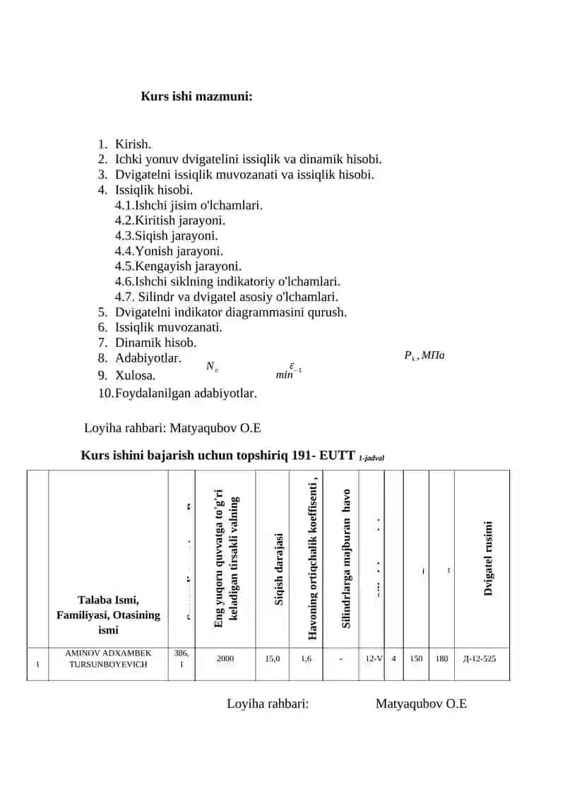 Issiqlik texnikasi va Ichki yonuv dvigatellar nazariyasi asoslari 3