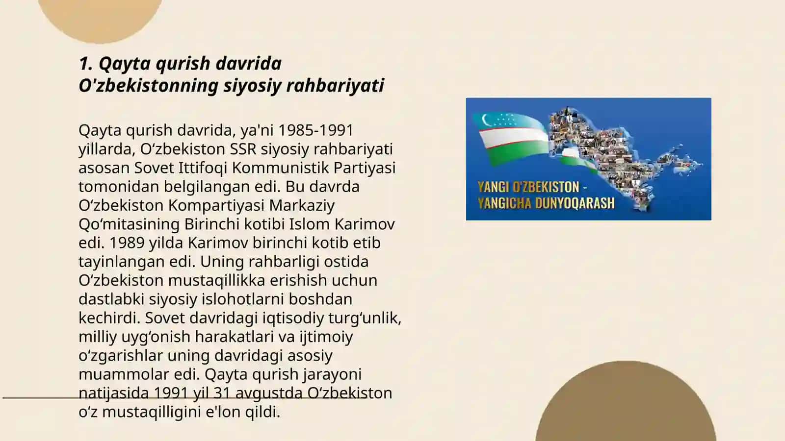 Qayta qurish yillarida Oʻzbekistonda ijtimoiy siyosiy vaziyat 3