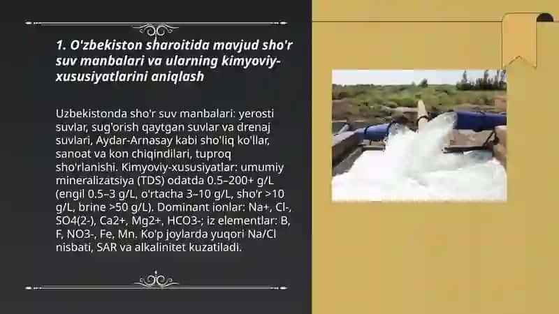 O'zbekiston sharoitida sho'r suvlarni chuchuklashtirish g'oyasini yaratish 3