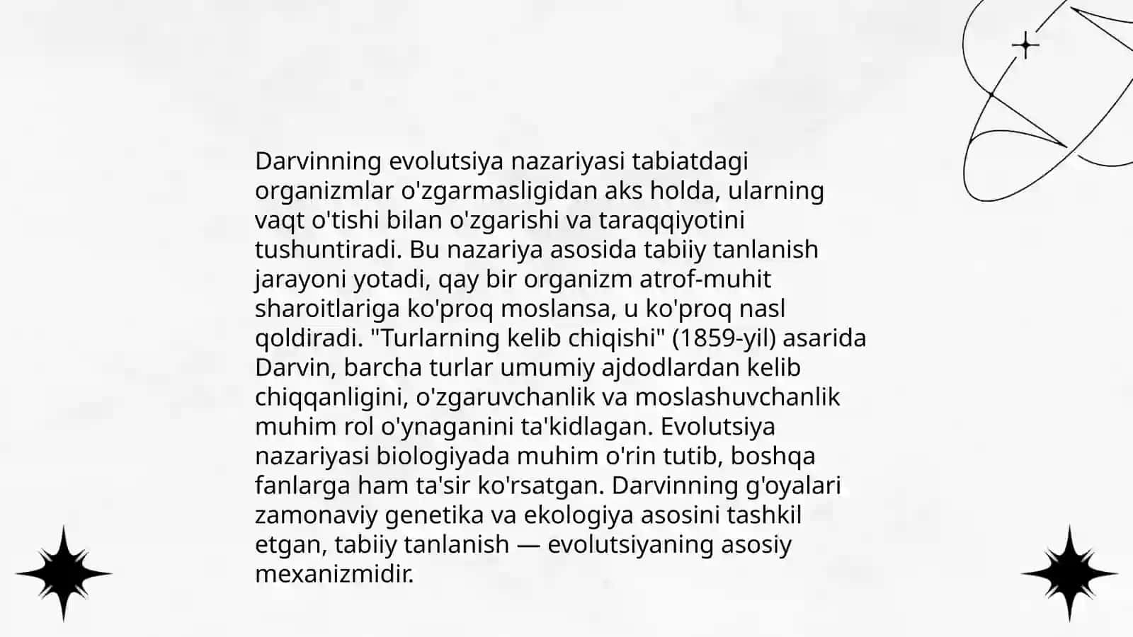 Darvin va boshqa olimlarning evalutsiyaga oid asarlarini oʻrganish 3