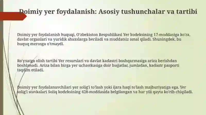 Doimiy yerlardan foydalanuvchilarni roʻyxatga olish 3