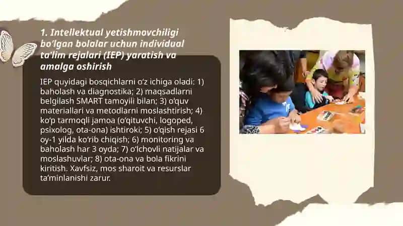 Turli darajadagi intellektual yetishmovchiligi bo‘lgan bolalar uchun inklyuziv ta’lim strategiyalari va ularni amalga oshirish shart-sharoitlari 3