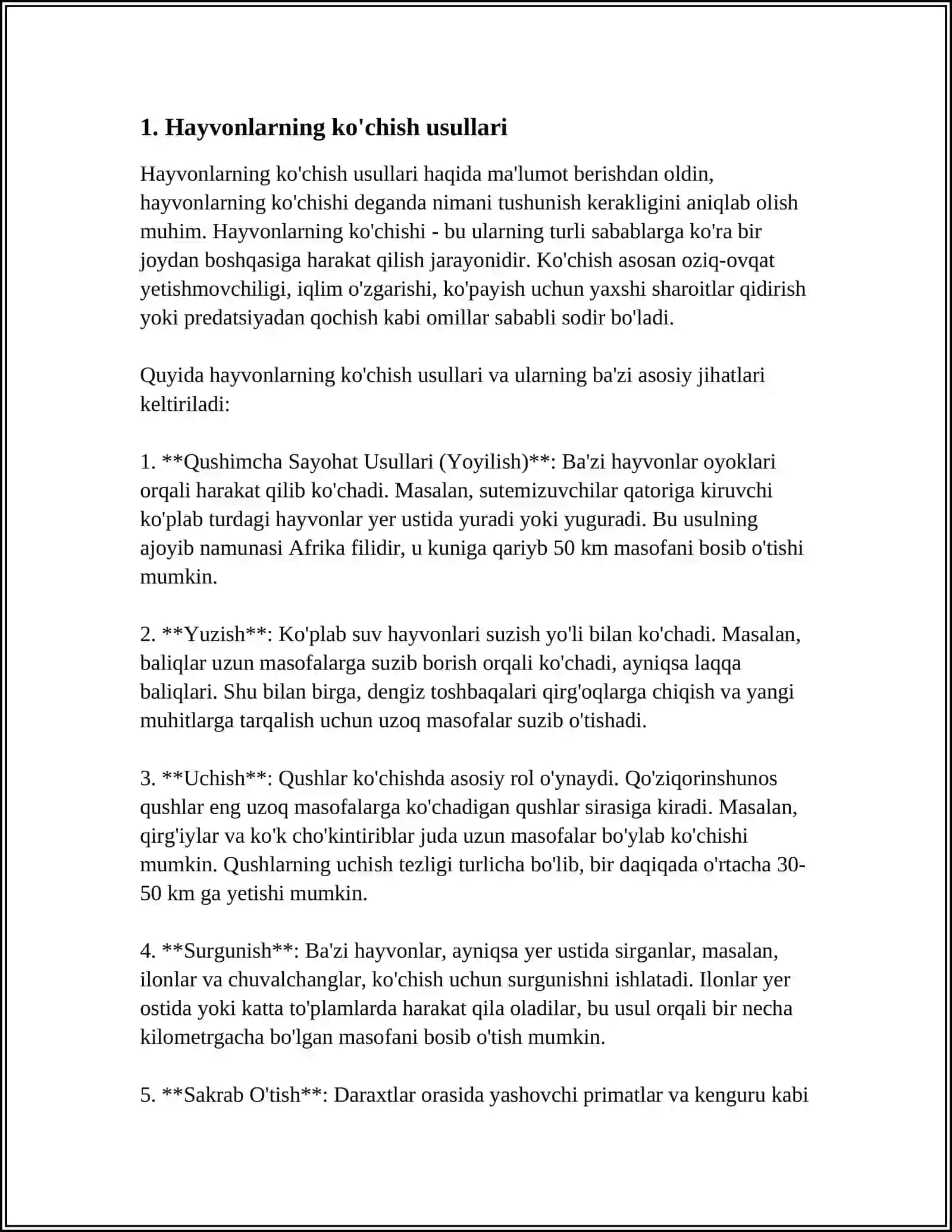 AREAL ICHIDA TURLARNING TARQALISHI. HAYVONLARNING DAVRIY MIGRASIYALARI 3