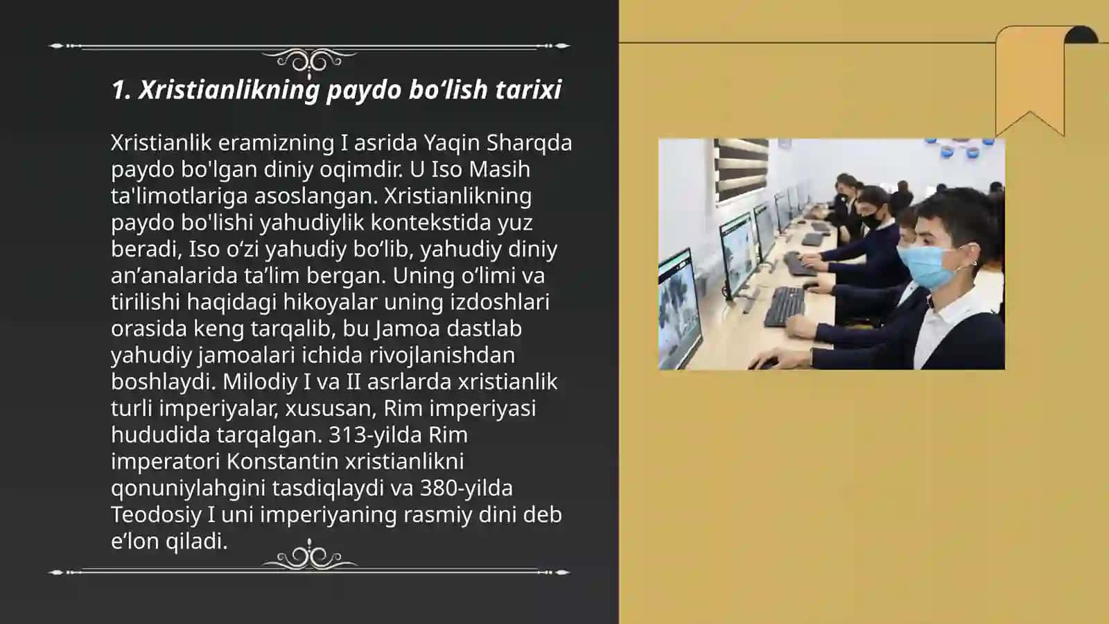 Xristianlikning paydo bo‘lishi, aqidalari, asosiy yo‘nalishlari, taʼlimotlari va manbalari 3
