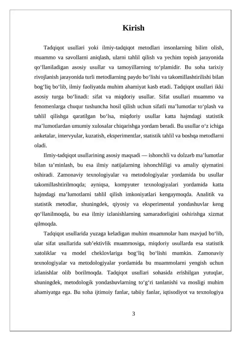 Tadqiqot usullari va koʻnikmalar 3