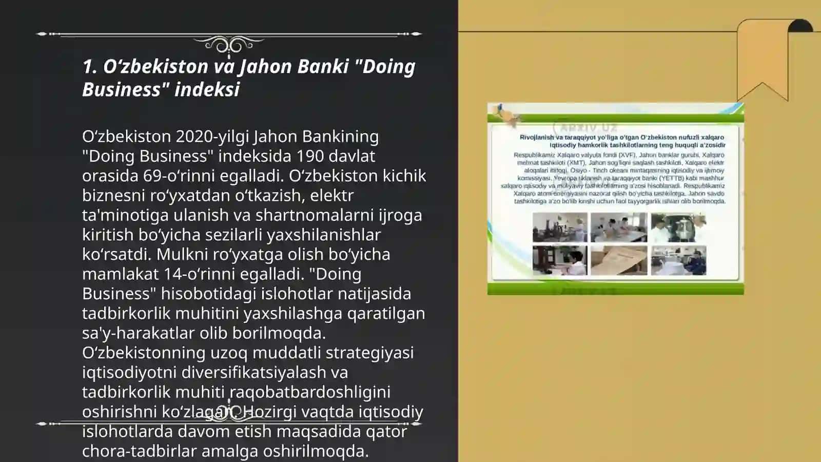 Iqtisodiy va ijtimoiy sohadagi ustuvor xalqaro reytinglar va ularga Oʻzbekistonning integratsiyalashuvi 3