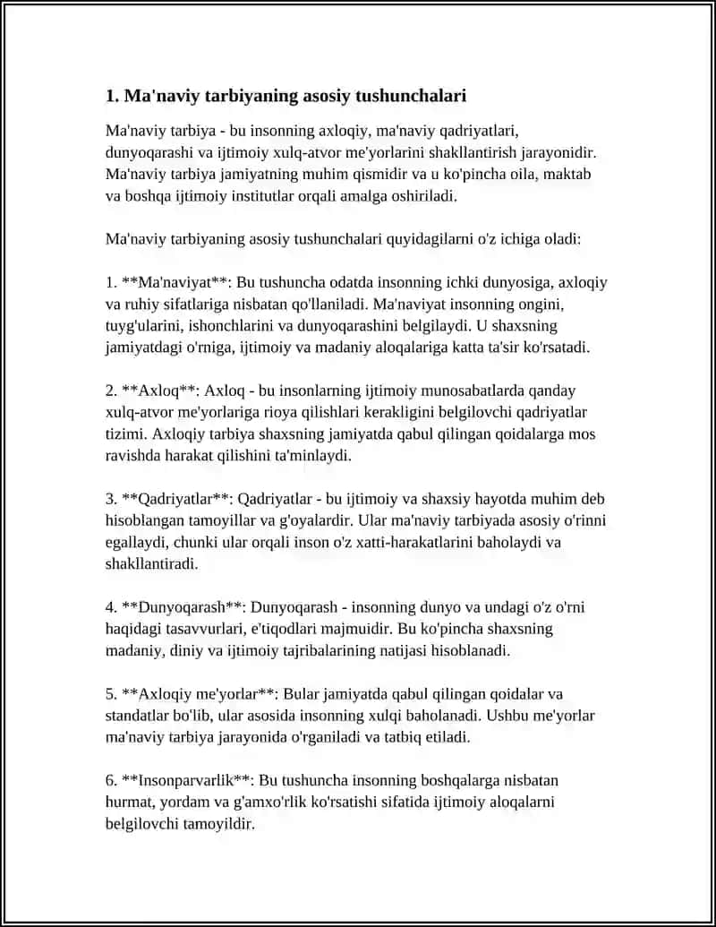 MA'NAVIY-AXLOQIY TARBIYA MAVZUSIDA MUSTAQIL ISH 3