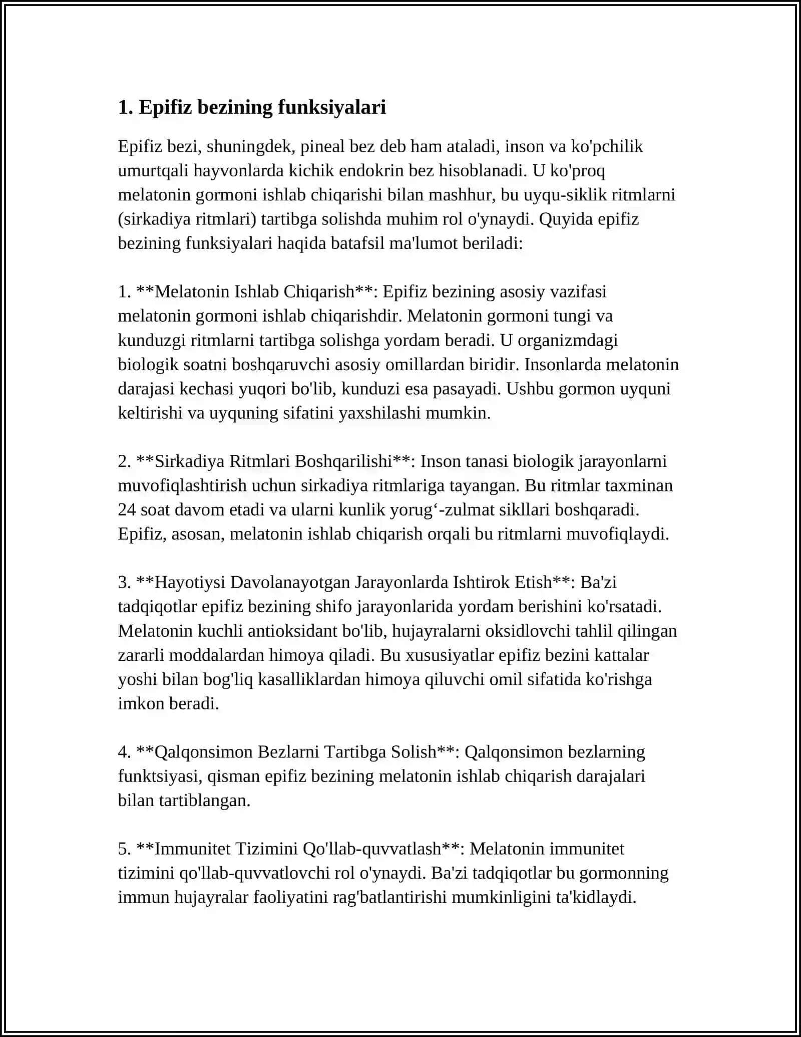 ICHKI SEKRETSIYA BEZLARINI TEKSHIRISH USULLARI. EPIFIZ 3
