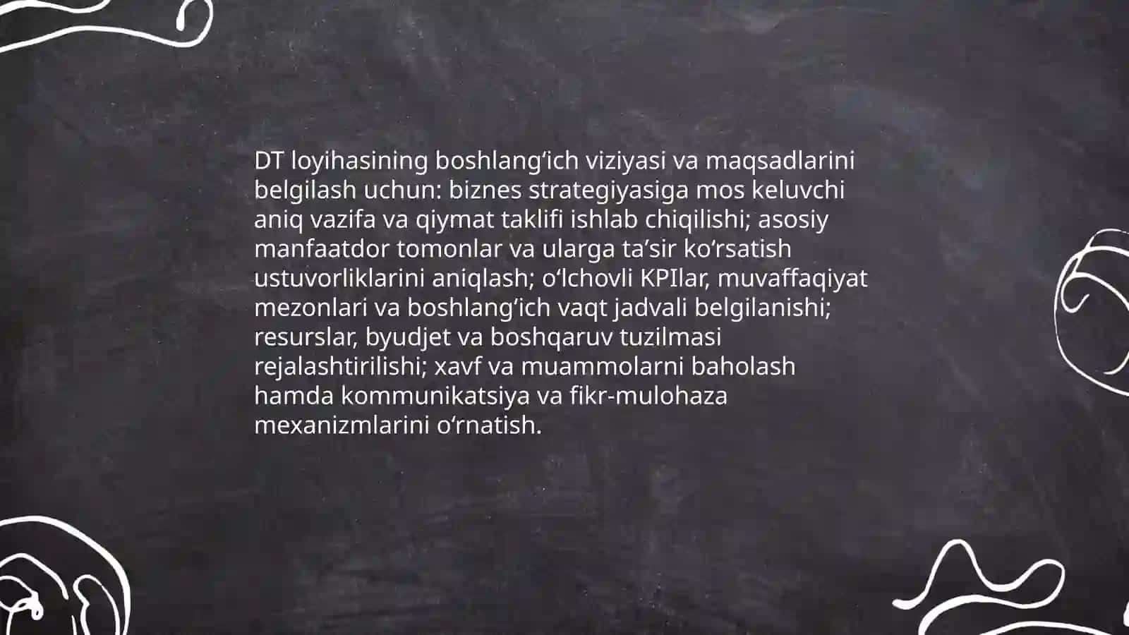 DT loyihalar uchun “boshlang‘ich bosqich” strategiyalarini ishlab chiqish 3