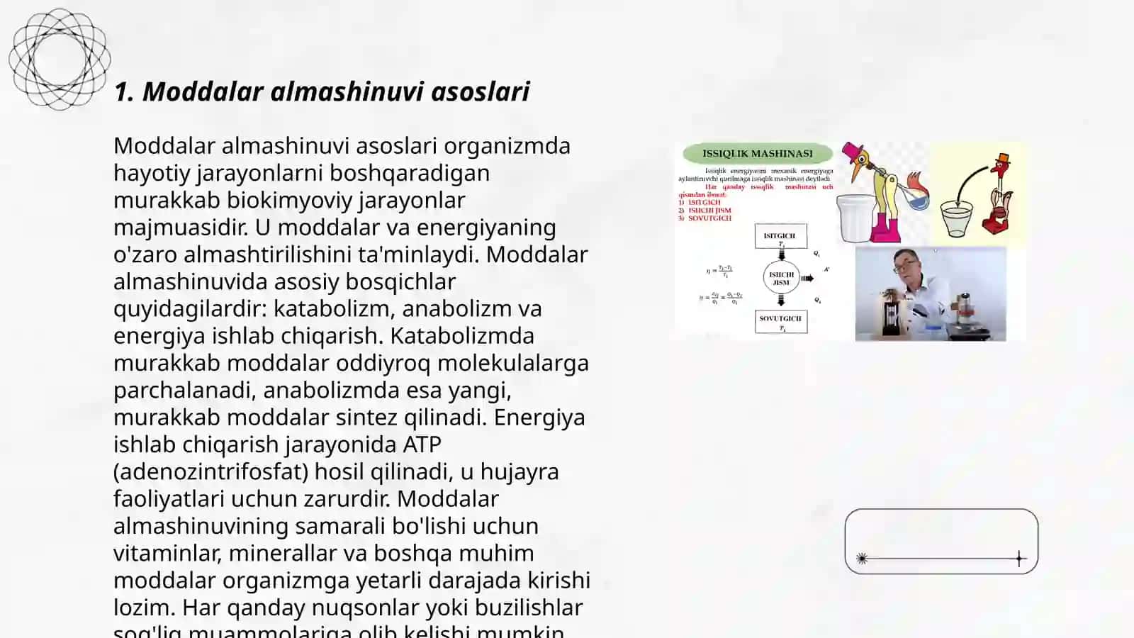 Moddalar va energiya almashinuvi. Tana haroratini boshqarilishi 3