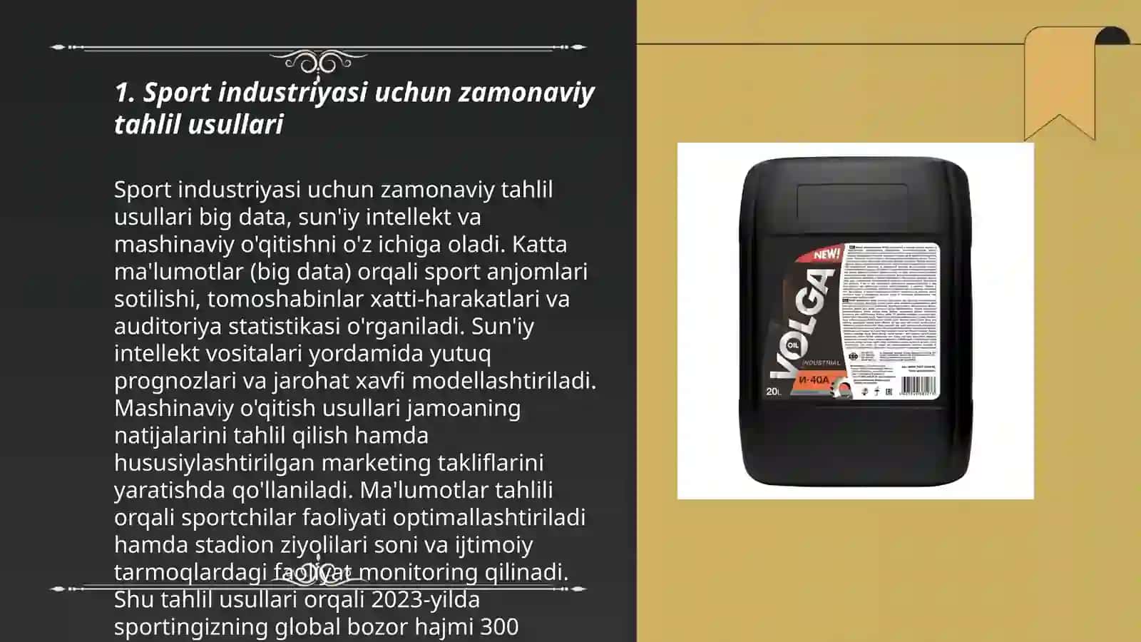 Sport industriyasi aktivlarini tahlil qilish tizimlari va usullari 3