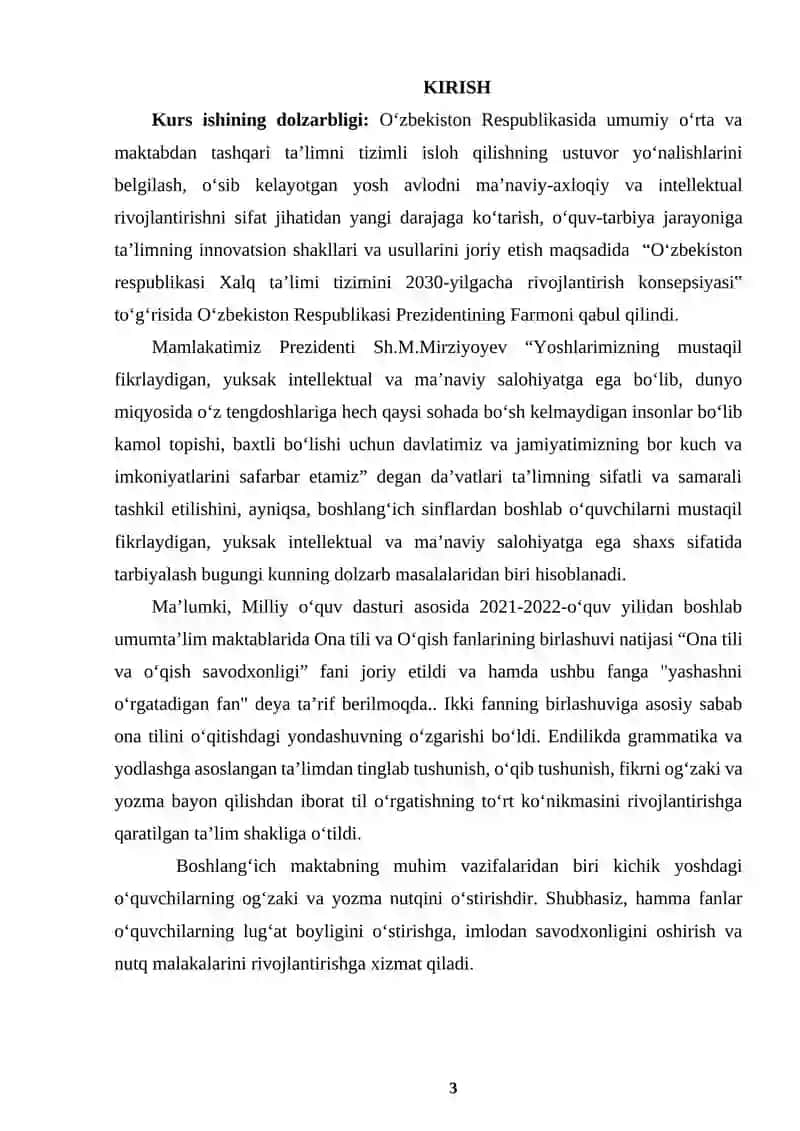 BOSHLANGʻINCH SINFLARDA MATN VA BADIIY ASARLARDA TINISH BELGILARINING ISHLATILISH OʻRNI. 3