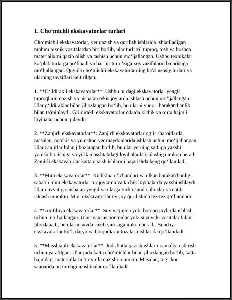 BIR CHO‘MICHLI EKSKAVATORLAR ISHCHI MEHANIZMLARINI ISHLATISH VA TA’MIRLASH 3