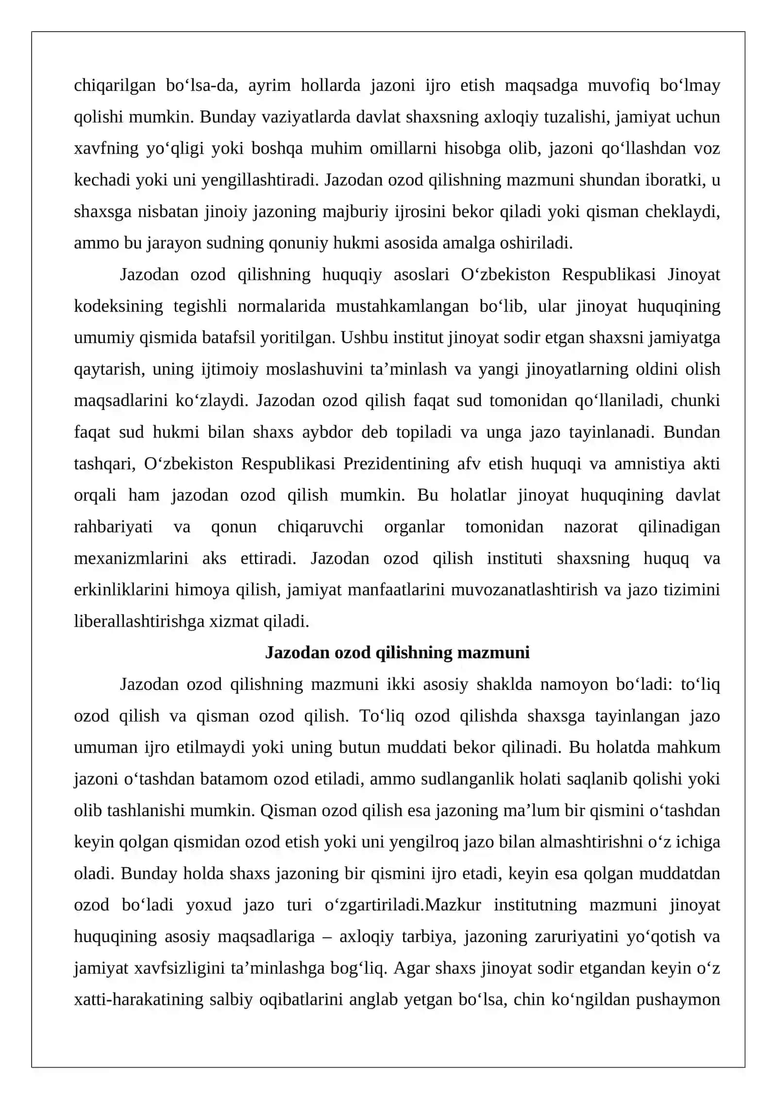 Jazodan ozod qilish tushunchasi va turlari 3