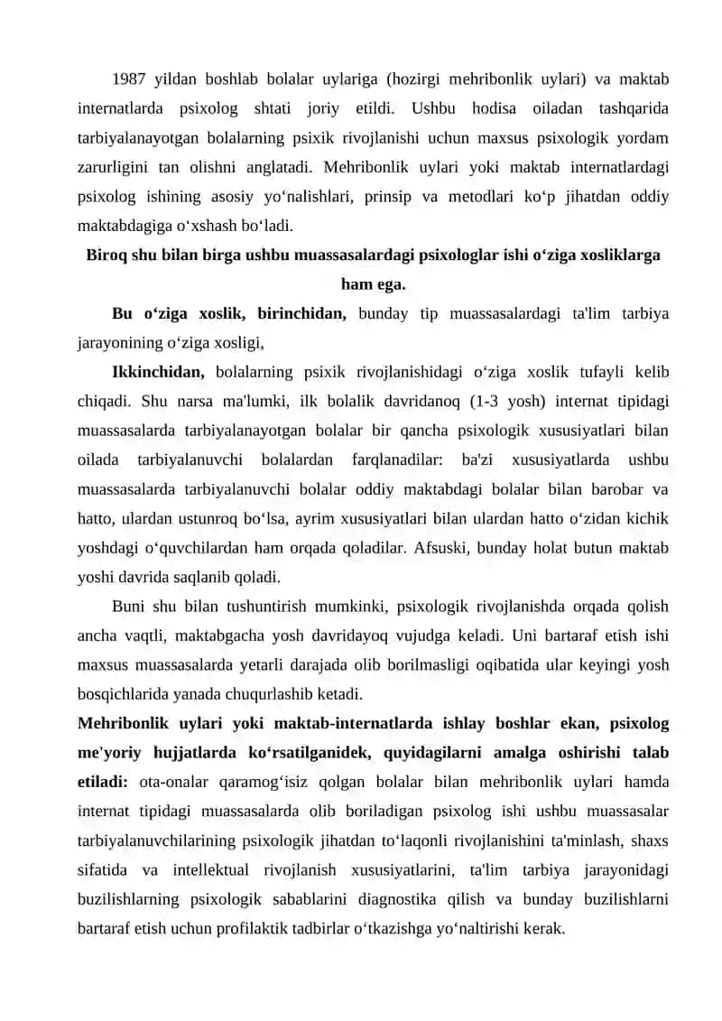 Bolalar uyi va maktab-internat tarbiyalanuvchilarining ijtimoiy mavqei va ularning psixologik xususiyatlari 3