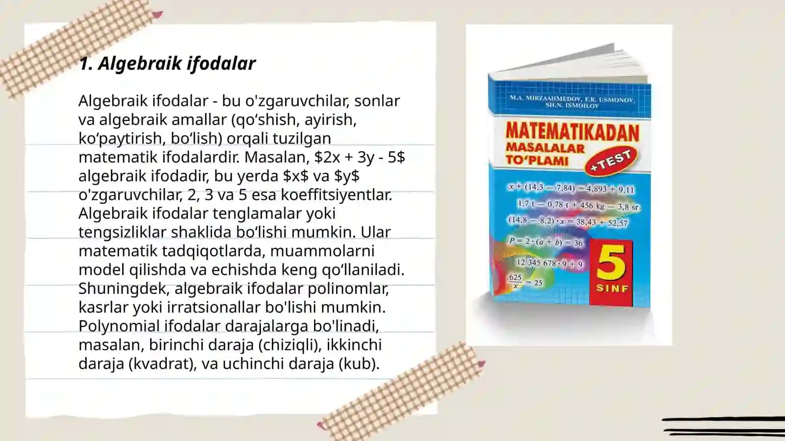 Algebraik ifodalar 3
