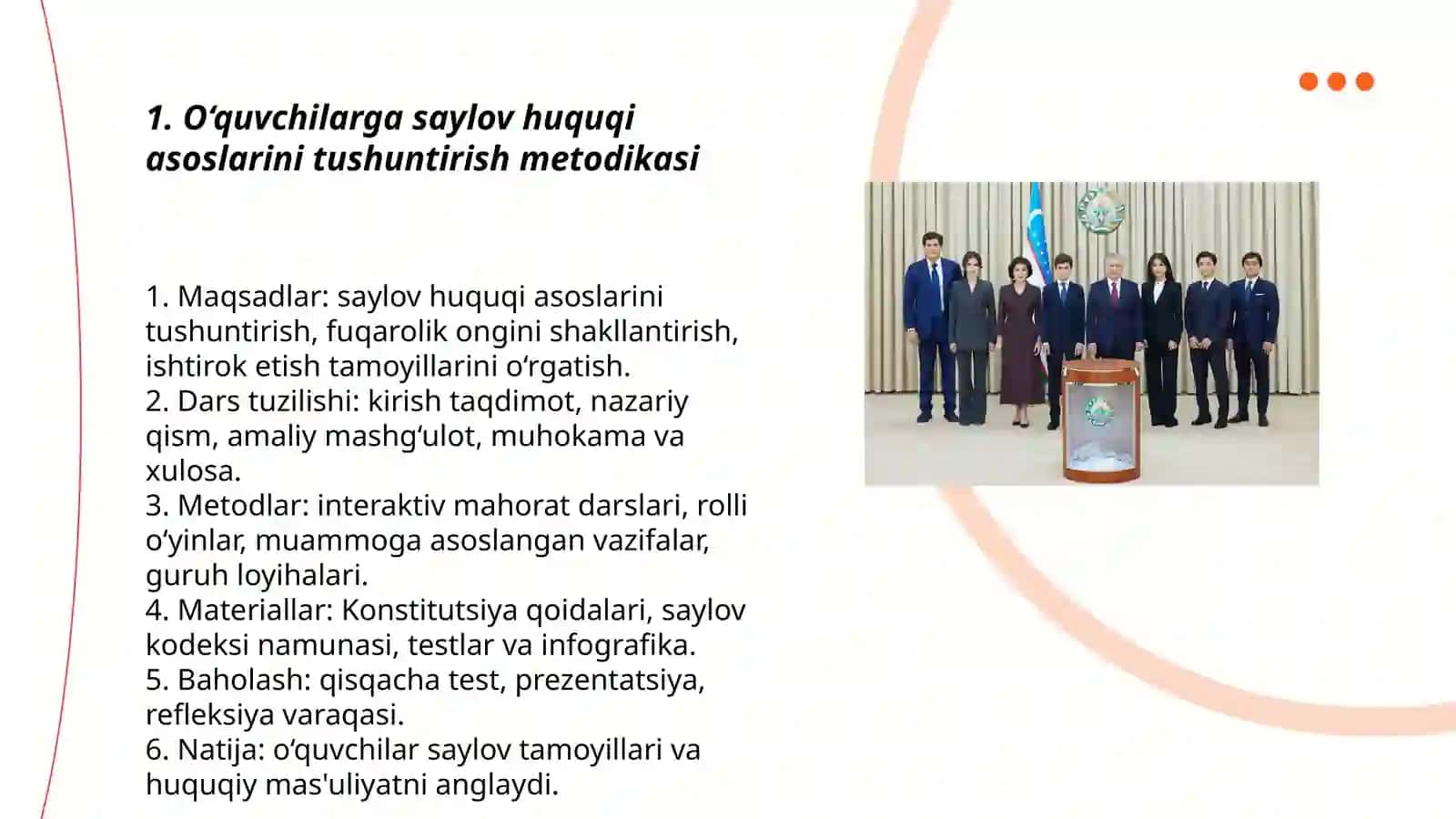 O‘quvchilarni saylov huquqi bo‘yicha bilimlarini mustahkamlash metodikasi 3