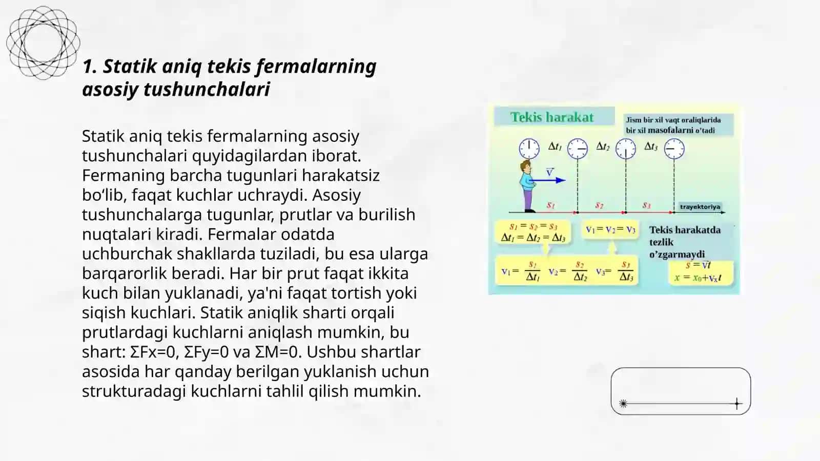 Statik aniq tekis fermalarni harakatlanuvchi yuklar ta'siriga hisoblash 3