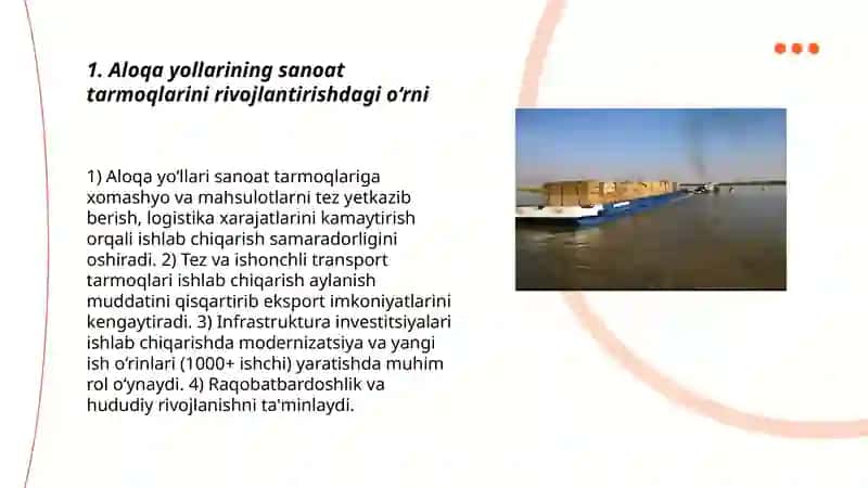 Aloqa yollarining iqtisodiyot tarmoqlarini rivojlantirishdagi orni 3