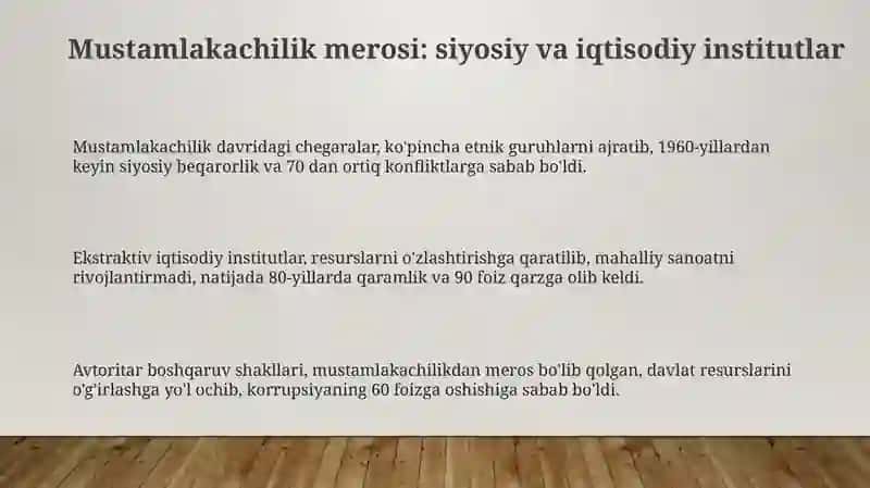 Mustamlakachilik va Taraqqiyot Muammolari 3