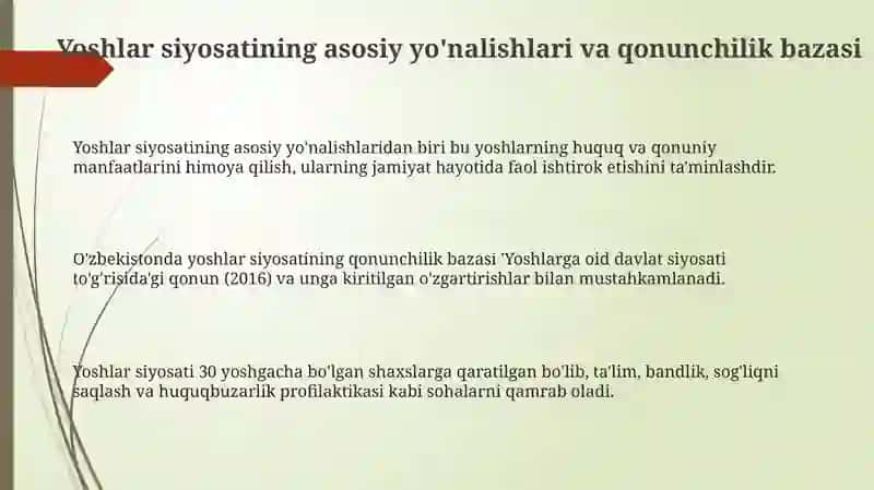 Ozbekiston dayoshlarsiyosati 3