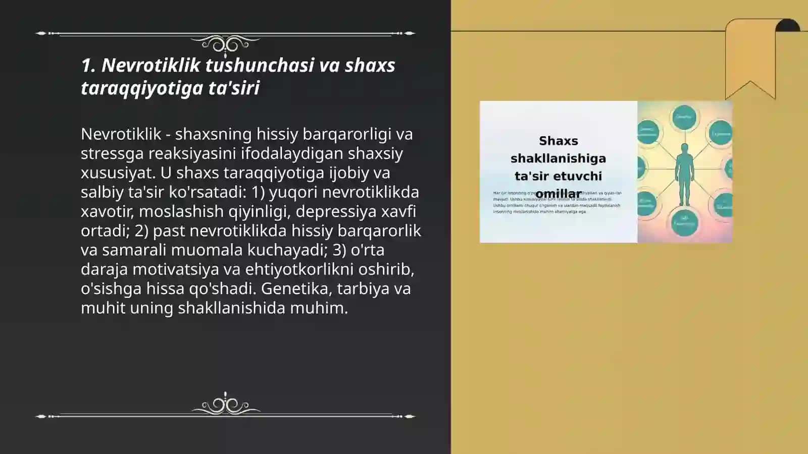 Shaxs taraqqiyotining nevrotik darajalari 3