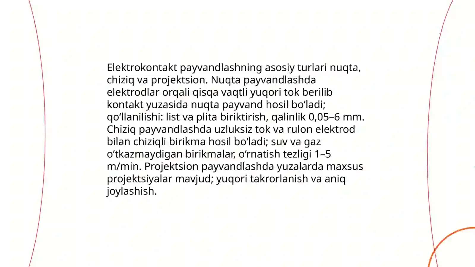 Metallarni elektrokontakt usullari bilan payvandlash va olinadigan maxsulotlar 3