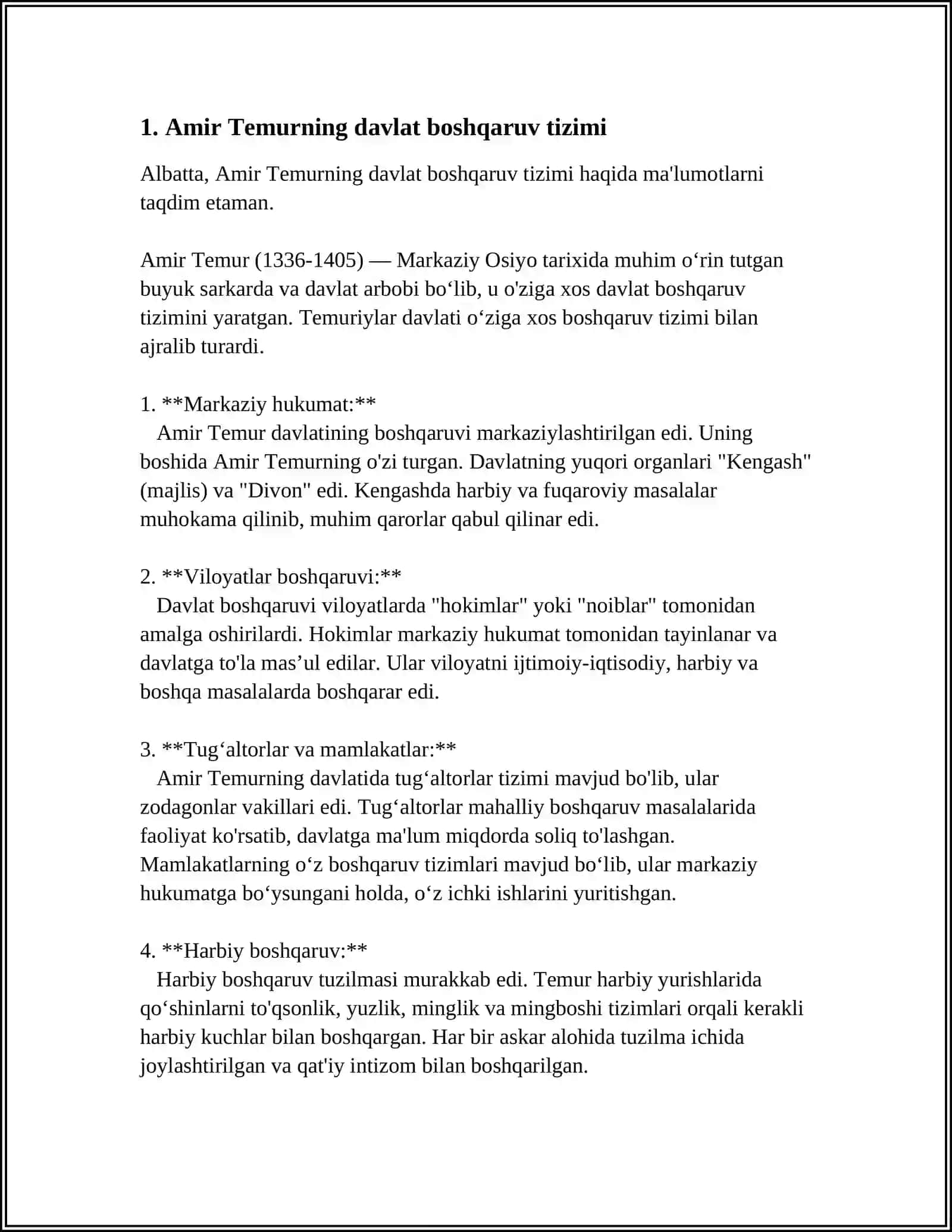 AMIR TEMURNING OʻZBEKISTON TARIXIDA TUTGAN OʻRNI 3