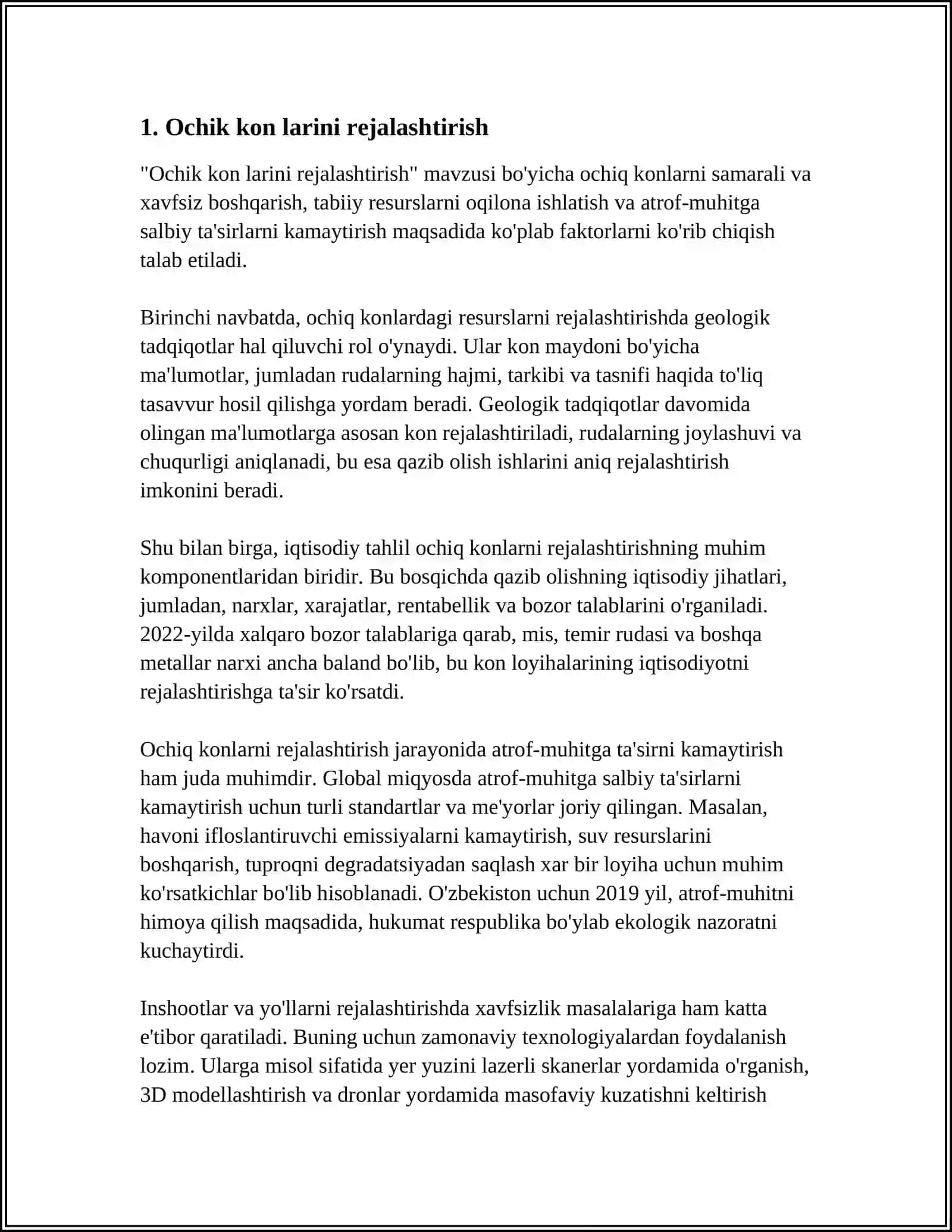 OCHIQ KON LAHIMLARI VA ULARNING QO’LLANILISHI. KAPITAL TRANSHEYALAR TIZIMI 3