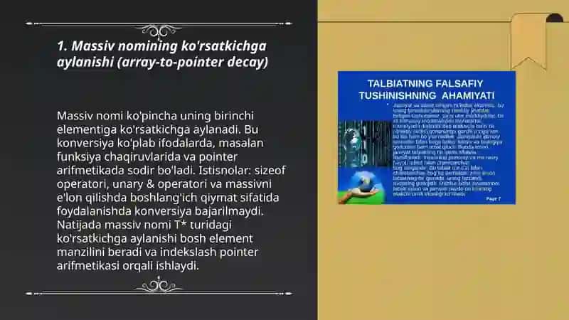 pointer va massiv orasidagi bog'liqligi 3