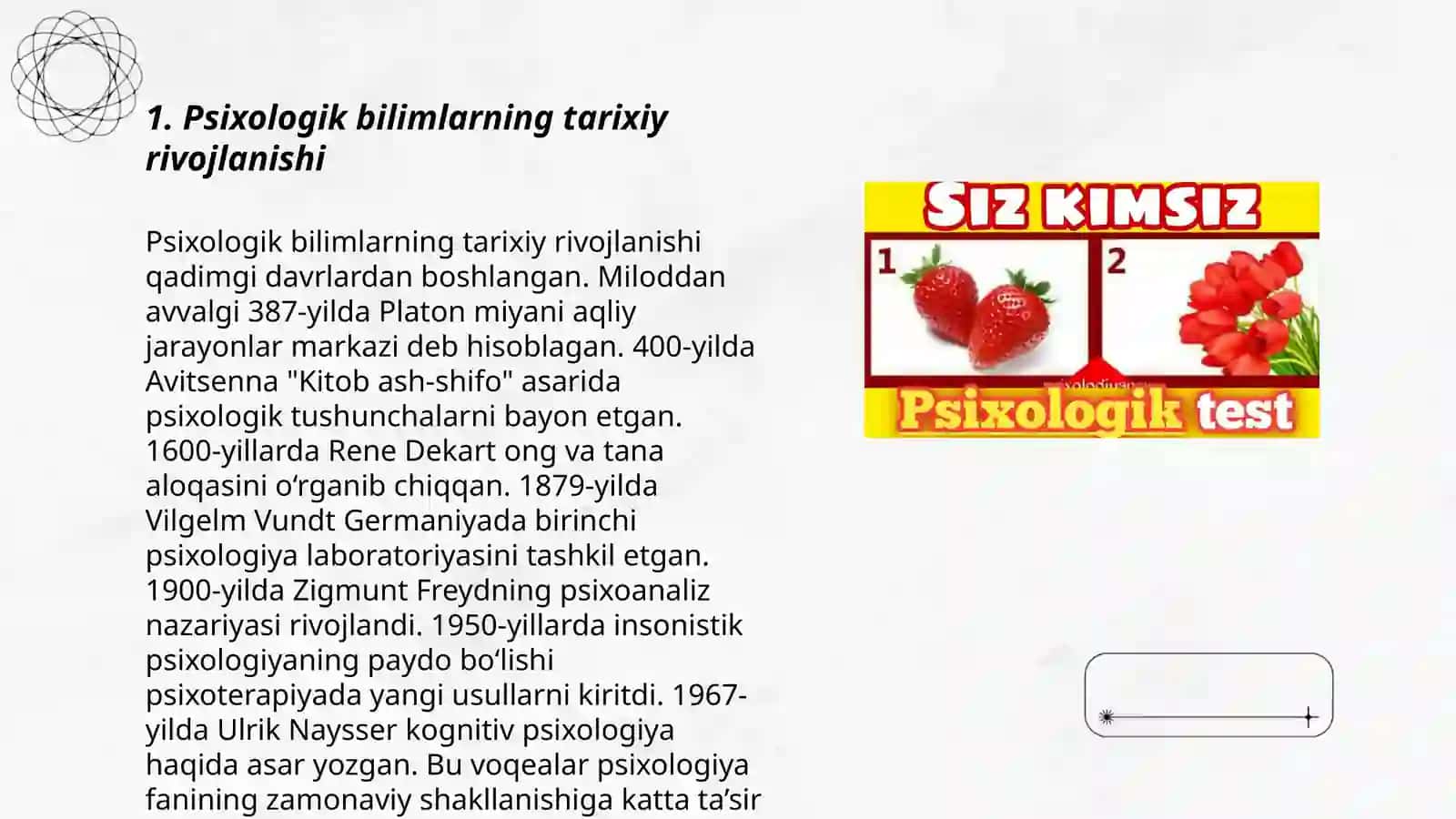 Psixologik bilimlarni rivojlantirish bosqichlari 3