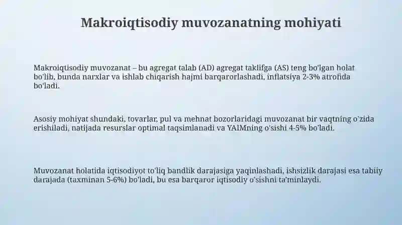 Makroiqtisodiy muvozanatlikning mohiyati va unga erishish yo'llari 3