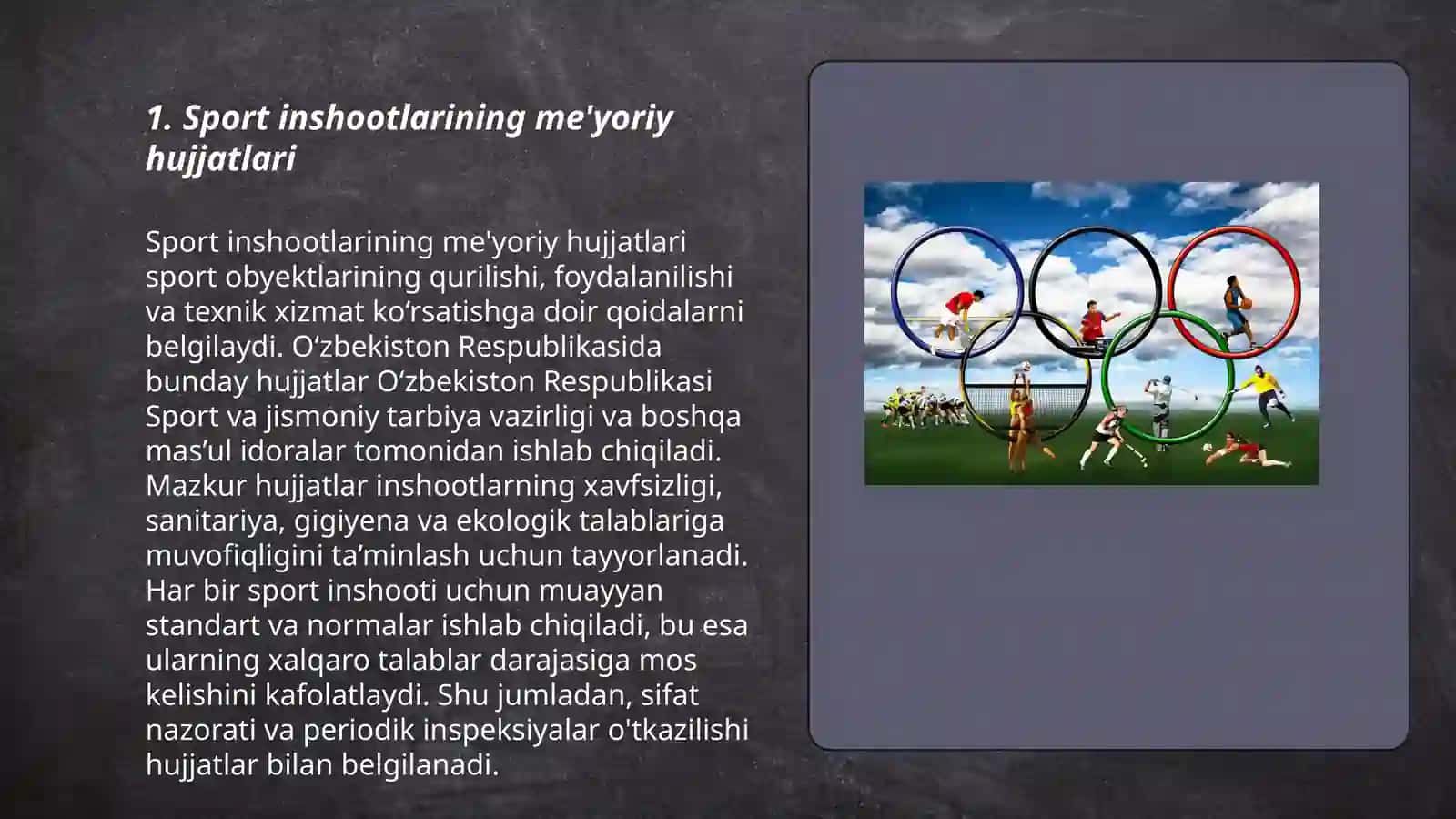 Sport inshootlarining turlari, shakli, òlchamlari 3