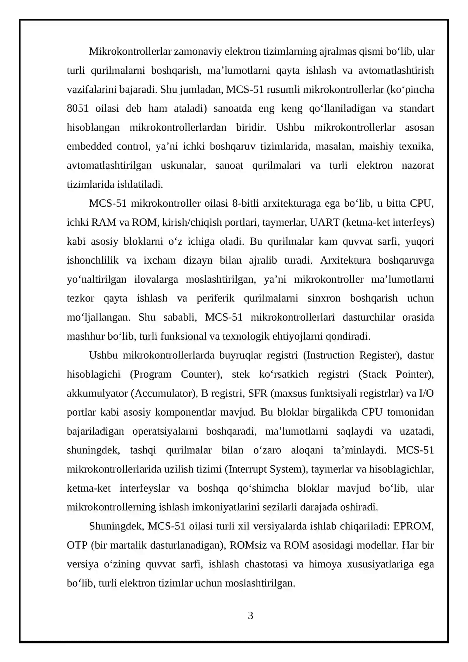 MCS-51 rusumli mikrokontrollerlarning ishlash prinsipi 3